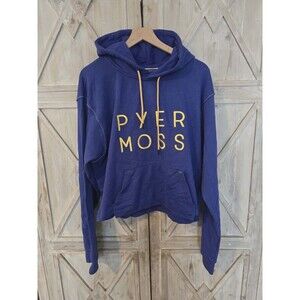Pyer Moss classic logo cropped hoodie blue and yellow